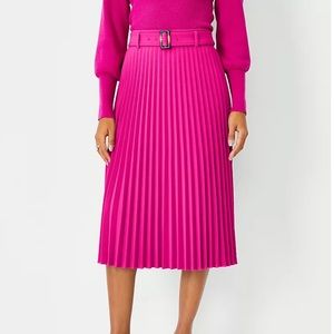 NWT Ann Taylor Belted Pleated Midi Skirt, sz 6